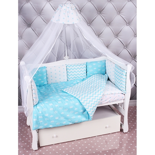 Комплект Premium в кроватку AmaroBaby Royal Baby, 18 предметов (6+12 бортиков), бязь