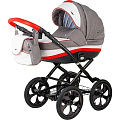 Детская коляска BeBe-Mobile Ines R 3 в 1, ткань+эко-кожа (R2 (Red-Graphite)
						
					) — Фото