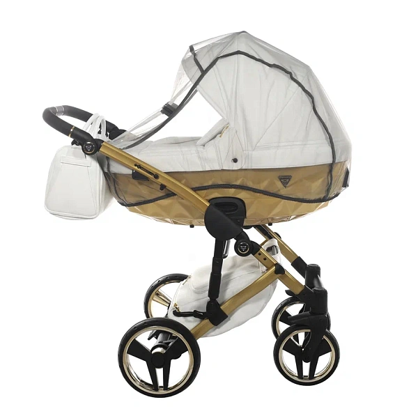 Детская коляска Junama Diamond Mirror Satin V2 3 в 1 на золотой раме фото 4