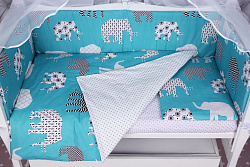 Бортик WB в кроватку AmaroBaby Слоники на молнии, 4 подушки Бортик WB в кроватку AmaroBaby Слоники на молнии, 4 подушки