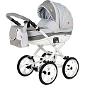Детская коляска BeBe-Mobile Ines R 3 в 1, ткань+эко-кожа (R10 (White-Grey)
						
					) — Фото
