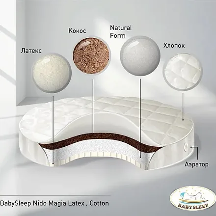 Круглый матрас BabySleep Nido Magia Latex Cotton 75*75