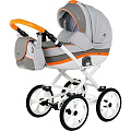 Детская коляска BeBe-Mobile Ines R 3 в 1, ткань+эко-кожа (R5 (Orange-Grey)
						
					) — Фото
