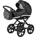 Детская коляска BeBe-Mobile Ines R 3 в 1, ткань+эко-кожа (R11 (White-Black)
						
					) — Фото